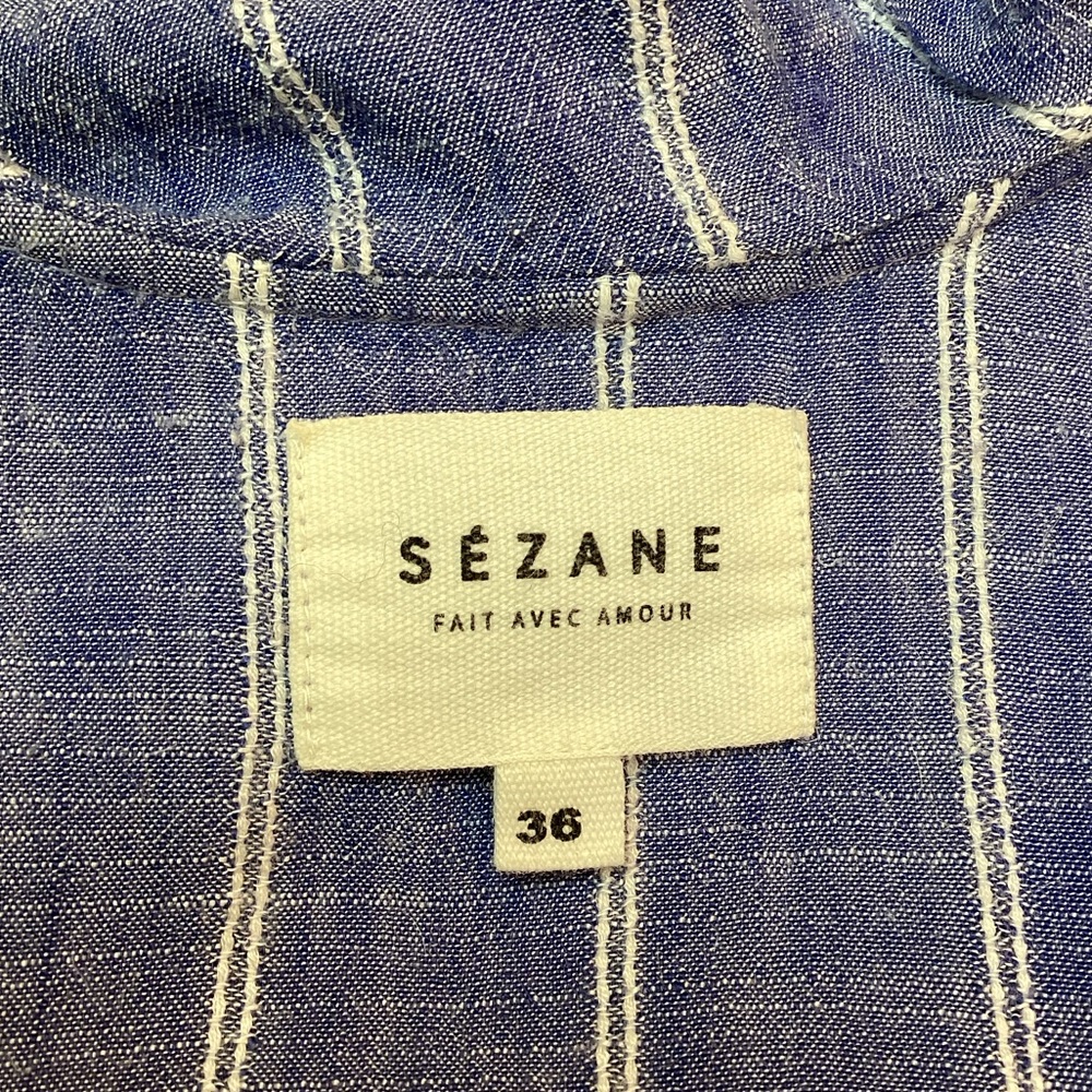 SEZANE Button Up Front Ruffled Striped Tank Top - Picture 8 of 12